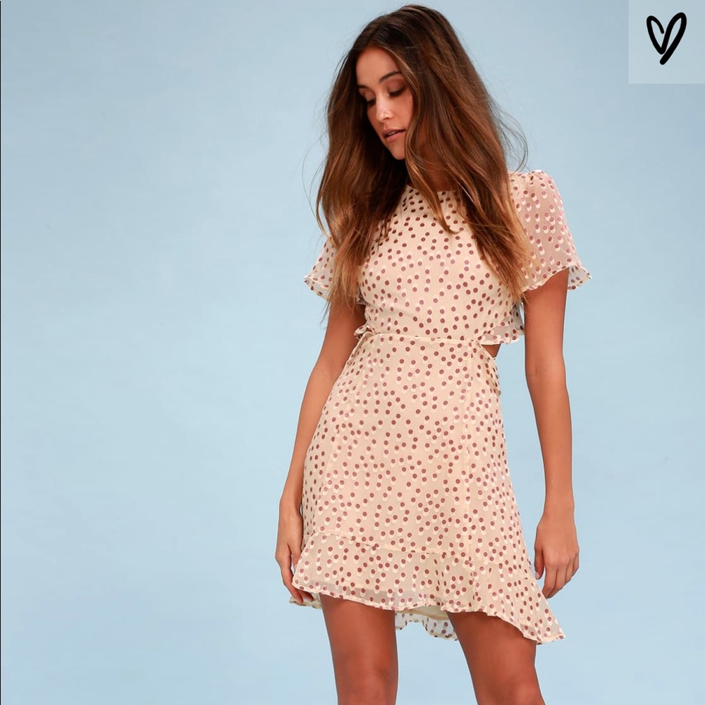 ASTR the label cream polka dot backless dress